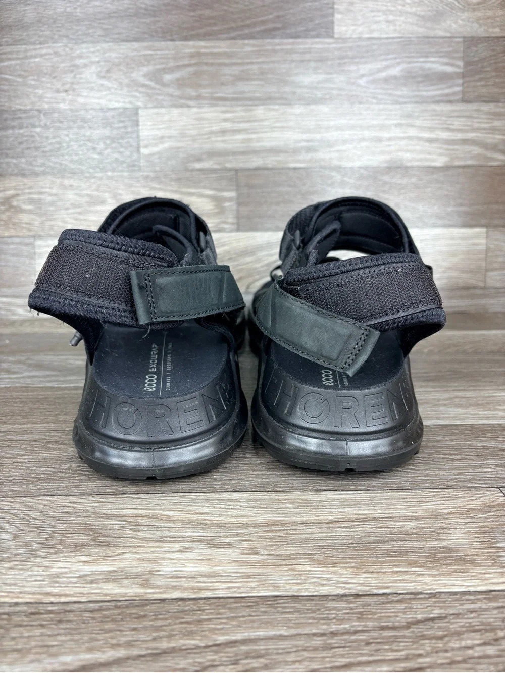 Ecco Exowrap Strap Sandal 3 Strap Arch Support Black Leather/Fabric Men’s 47 13
